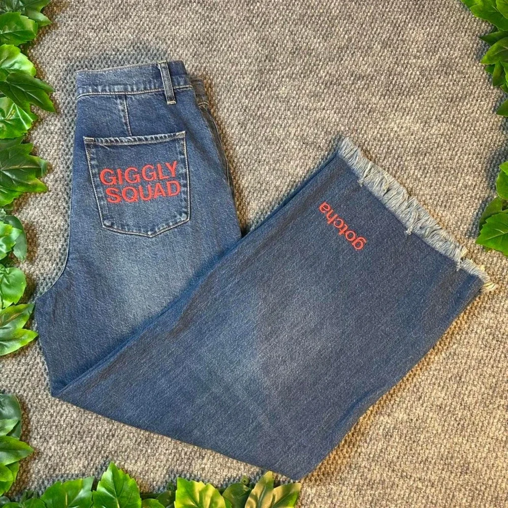 Alice + Olivia Emory Wide Leg Raw Hem Jeans Designer Denim
